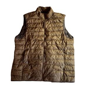 Men's Uniqlo Ultra Light Down Vest, Packable, Brown Tan, Size XL, EUC